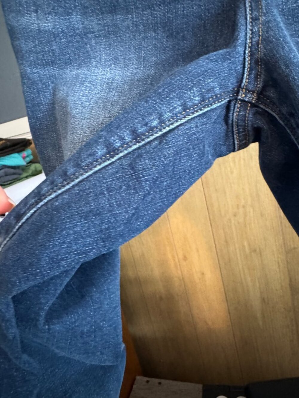 Spanx Distressed Denim Leggings Medium Pull-On High Rise Jeans/Blue - Picture 16 of 16